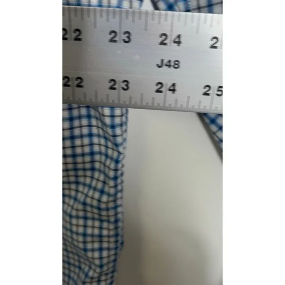 Banana Republic Mens XL Slim Flex Fit Tech Stretch Cotton Blue Check Shirt - Picture 9 of 9